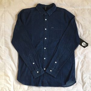 Volcom blue long sleeve button shirt